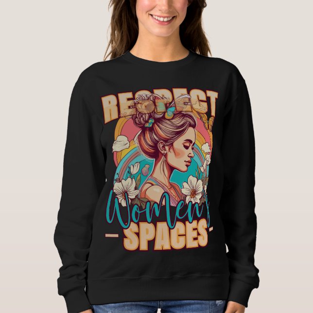 Sweatshirt Retro Messy Bun Respectez les espaces féminins (Devant)