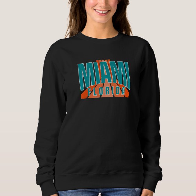 Sweatshirt Retro Miami OrangeBlue-Teal Cool Miami FL Striped  (Devant)