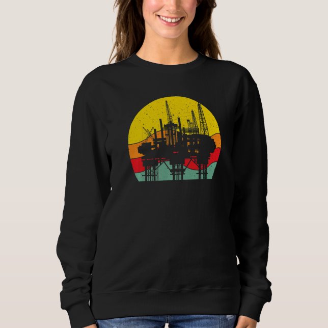 Sweatshirt Retro Oil Well Pumpjack Oil Rig Oilman Oilfield Wo (Devant)