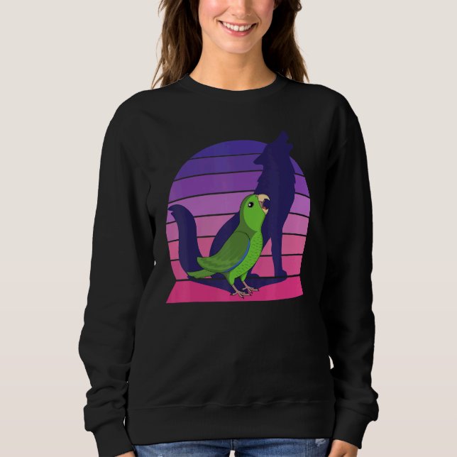 Sweatshirt Retro Parrot I Howling Wolf I hurle Green Parr (Devant)