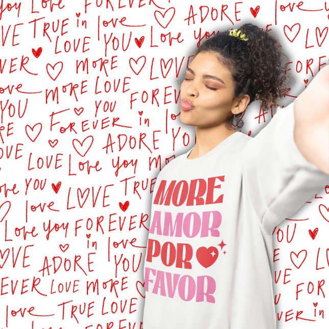 Sweatshirt Retro Plus Amor Por Favoriser Rouge et rose tendan (Créateur téléchargé)