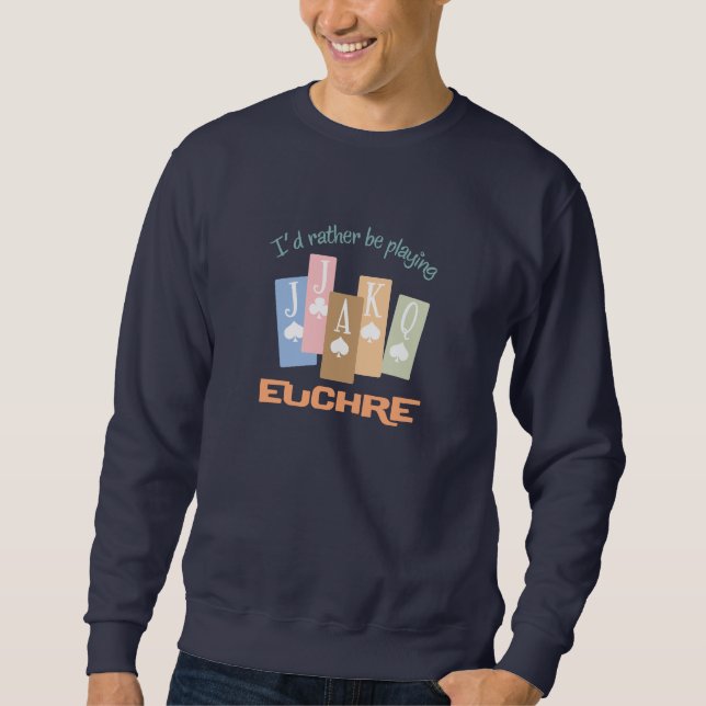 Sweatshirt Rétro plutôt Euchre de jeu (Devant)