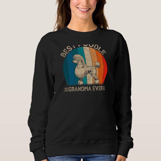 Sweatshirt Rétro Poodé Dessin De Chien Pour Grand-Mère (Devant)
