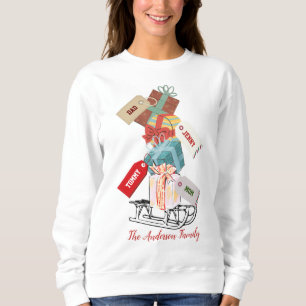 Sweatshirt Retro Red White Cute Nom de famille Christmas Wome