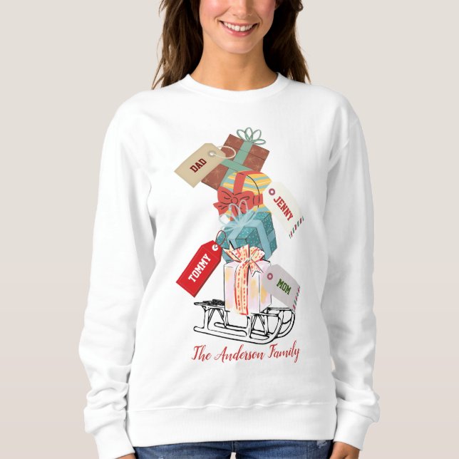Sweatshirt Retro Red White Cute Nom de famille Christmas Wome (Devant)