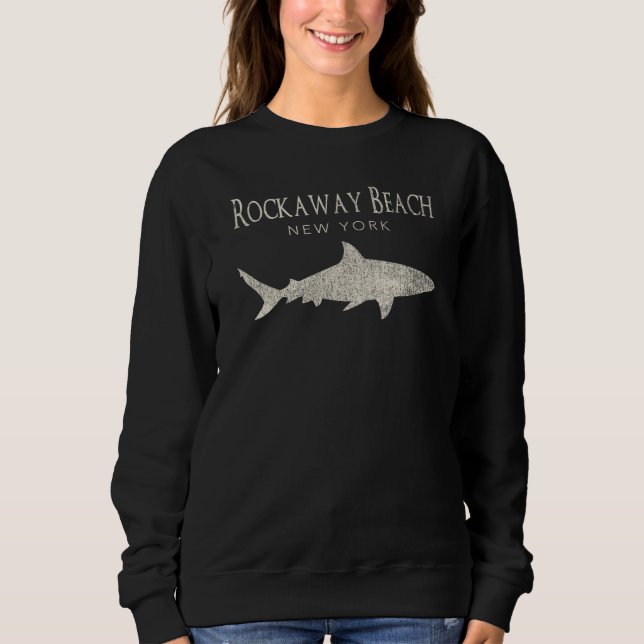 Sweatshirt Retro Rockaway Beach NY Shark (Devant)