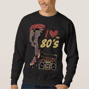 Sweatshirt Retro Rollerskates 80's Roller Disco Skating Girl