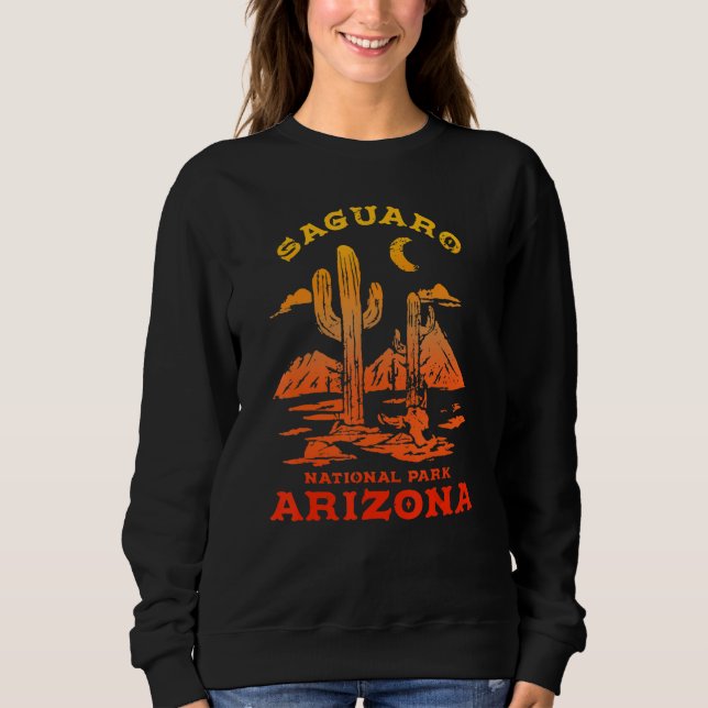 Sweatshirt Retro Saguaro Cactus Moon Arizona National Park (Devant)