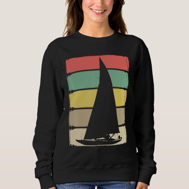 Sweatshirt Retro Sailboat Skipper Ship Catamaran Yacht Sail S (Devant)