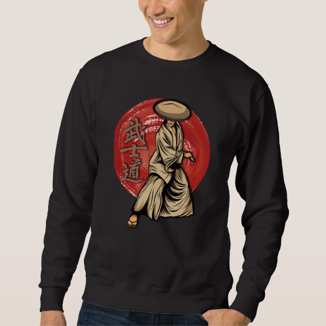 Sweatshirt Retro Samurai Guerrier avec Katana - Japonais (Devant)