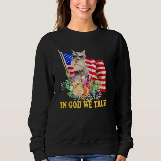 Sweatshirt Retro Schnauzer Us Flag In God We Trust July 4th U (Devant)