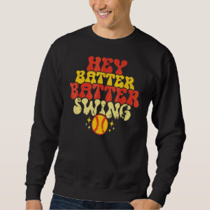 Sweatshirt Retro Softball Maman Hey Batter Batter Batter Swin