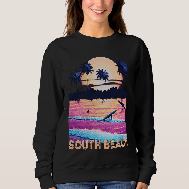 Sweatshirt Retro South Beach Florida Souvenir Surf (Devant)