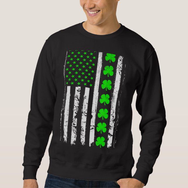 Sweatshirt Retro St Patrick's Day Drapeau vert irlandais amér (Devant)