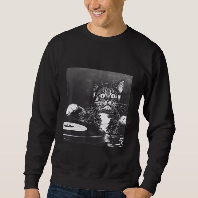 Sweatshirt Retro Style Cat DJ with Headphones (Devant)