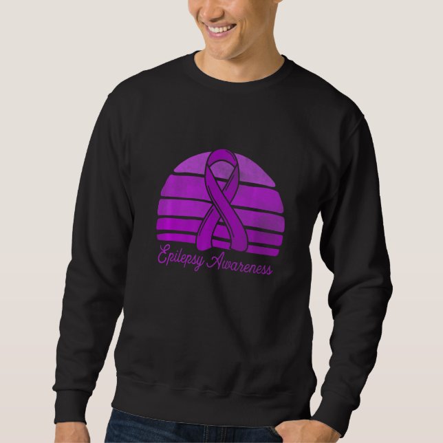 Sweatshirt Retro Style Purple Ribbon Epilepsy Awareness Vinta (Devant)