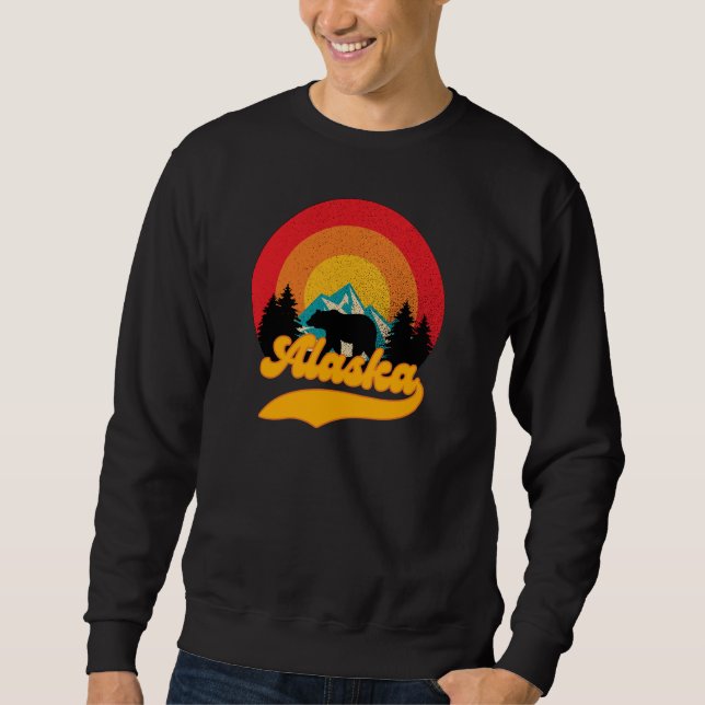 Sweatshirt Retro Sunset Alaska Juneau Bear Mountains Wild AK (Devant)