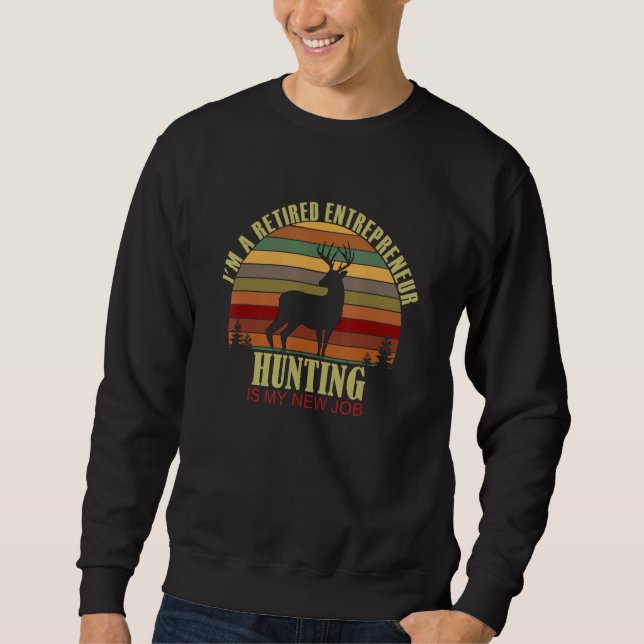 Sweatshirt Retro Sunset Deer Retired ENTREPRENEUR New Job Hun (Devant)
