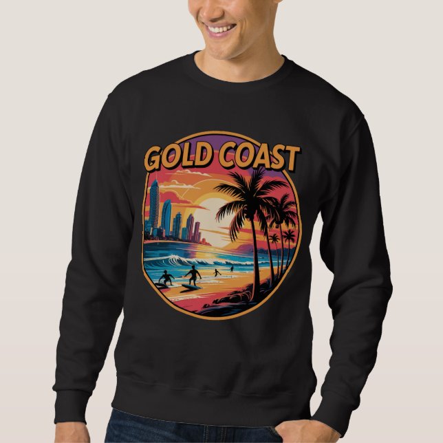 Sweatshirt Retro Sunset Gold Coast Australie Vacances Plage (Devant)