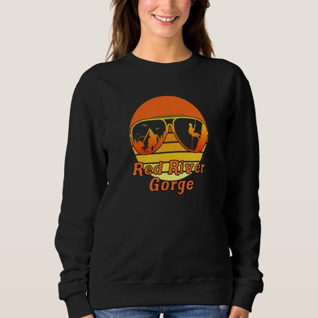 Sweatshirt Retro Sunset Mountain Kentucky Rock Escalade Rouge (Devant)