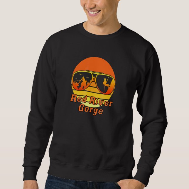 Sweatshirt Retro Sunset Mountain Kentucky Rock Escalade Rouge (Devant)