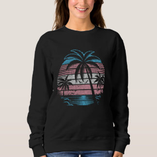 Sweatshirt Retro Sunset Palm Beach avec couleur de fierté tra