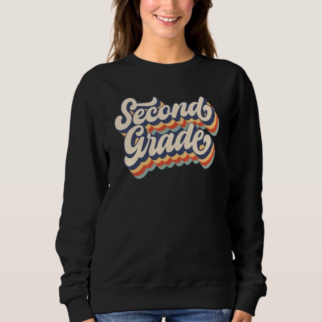 Sweatshirt Retro Sunset Second Grade Teacher & Student Back T (Devant)