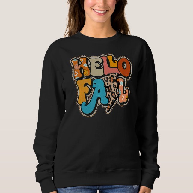 Sweatshirt Retro Super Hello Automne Vibes d'automne Thanksgi (Devant)