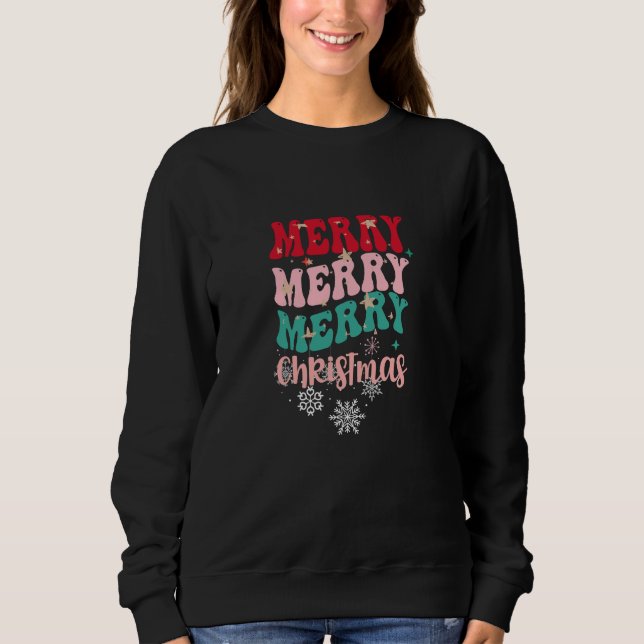 Sweatshirt Retro Super Joyeux Noël Wavy Texte (Devant)