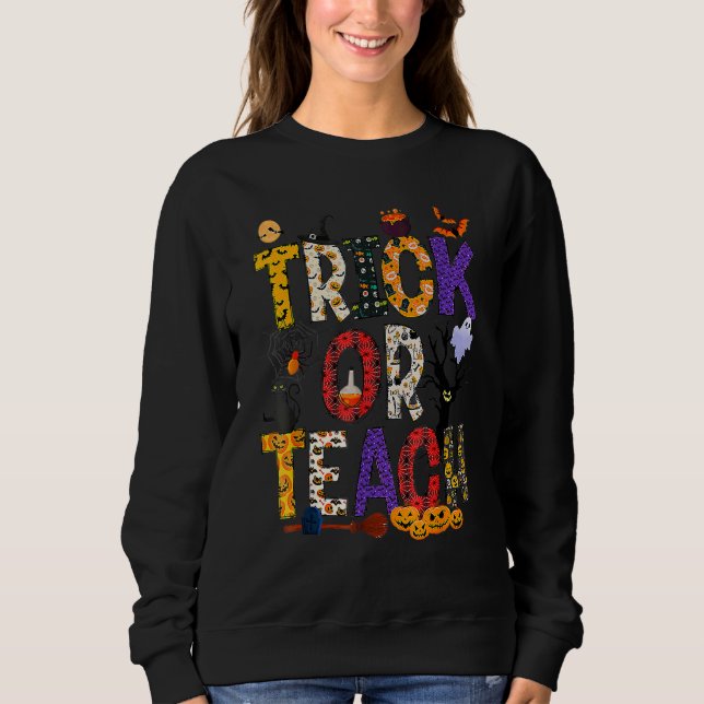 Sweatshirt Retro Trick Or Teach Teacher Halloween Costume Men (Devant)