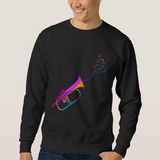Sweatshirt Retro Trumpet Trumpeter Musician Musical Instrumen (Devant)