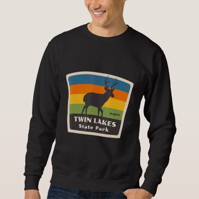 Sweatshirt Retro Twin Lakes State Park Virginia Deer VA Souve (Devant)
