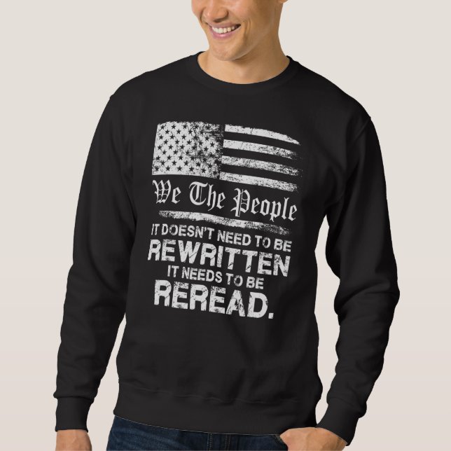 Sweatshirt Retro Usa Drapeau Il Doit Être Relu Nous Le Peuple (Devant)