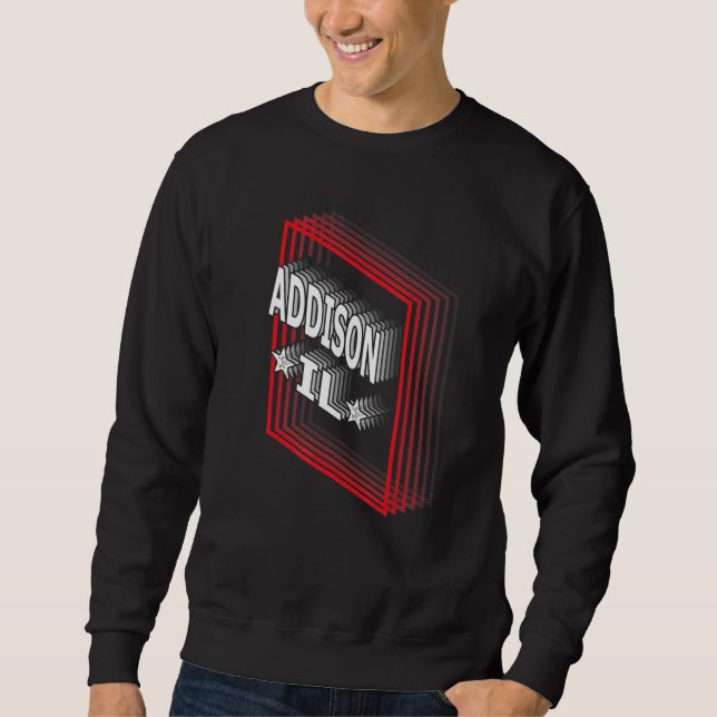 Sweatshirt Rétro Vaporwave Addison Illinois IL (Devant)