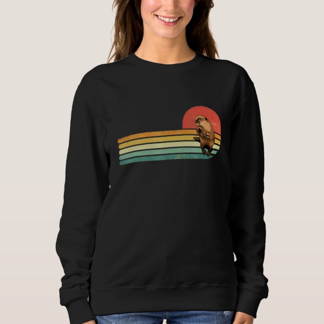 Sweatshirt Retro Vintage Beaver Animal Beaver  Beaver Hunting (Devant)