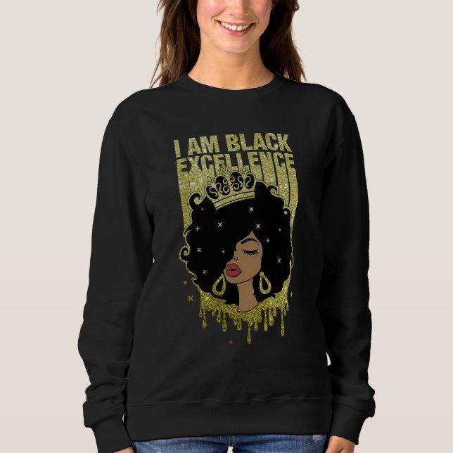 Sweatshirt Retro Vintage Black Excellence African Pride Histo (Devant)