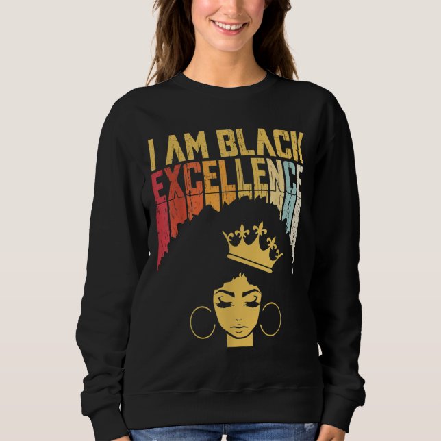 Sweatshirt Rétro Vintage Black Excellence African Pride Histo (Devant)