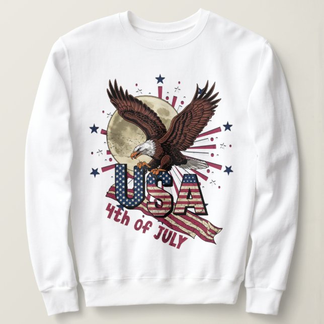 SWEATSHIRT RETRO VINTAGE BOLD EAGLE USA 4 JUILLET (Design devant)