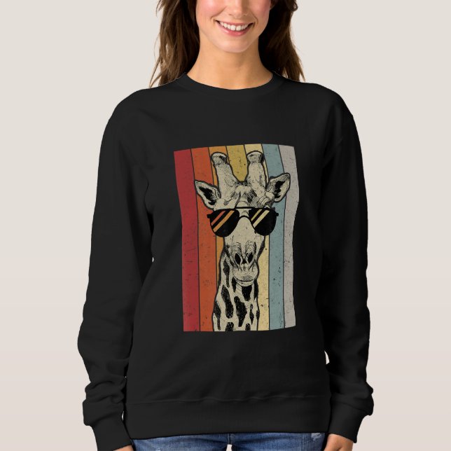 Sweatshirt Retro Vintage Giraffe Sunglasses  Animal (Devant)