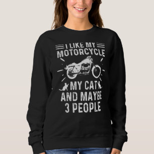 Sweatshirt Retro Vintage J'Aime Ma Moto Mon Chat Et Maya