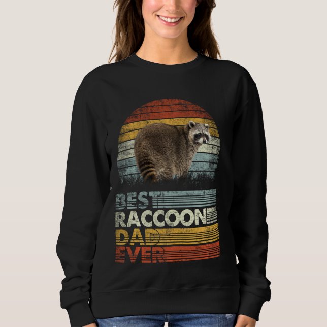 Sweatshirt Retro Vintage Meilleur Raccoon Papa Jamais Animaux (Devant)