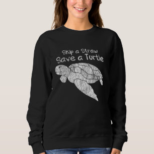 Sweatshirt Rétro Vintage Sauvez Les Tortues Évitez La Paille