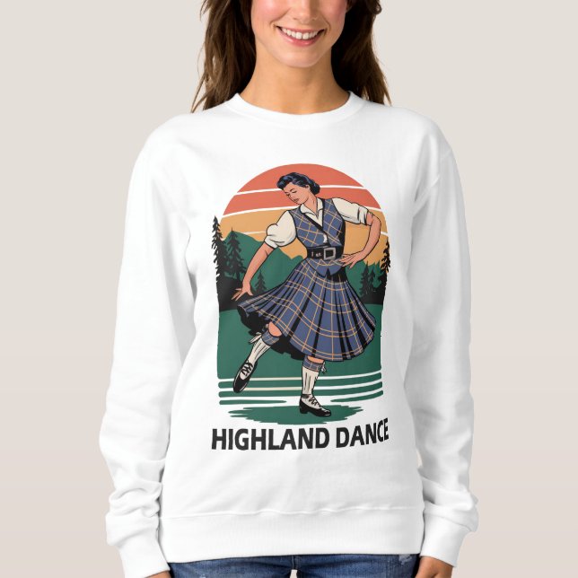 Sweatshirt Retro Vintage Scottish Highland Dance Design gift  (Devant)