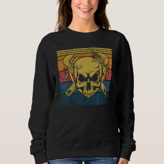 Sweatshirt Retro Vintage Skull Wrench Plumbing Worker Pipefit