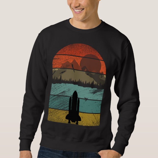 Sweatshirt Retro vintage space shuttle and astronaut   6 (Devant)