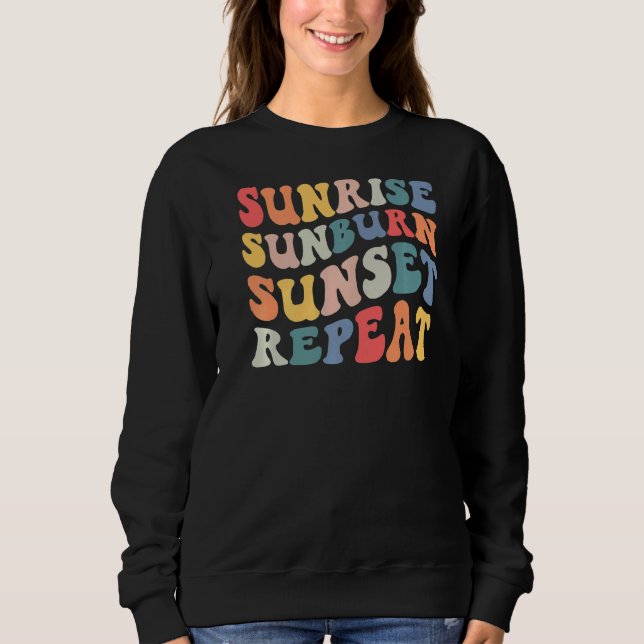 Sweatshirt Rétro Vintage Sunrise Sunburn Sunset Répéter été (Devant)