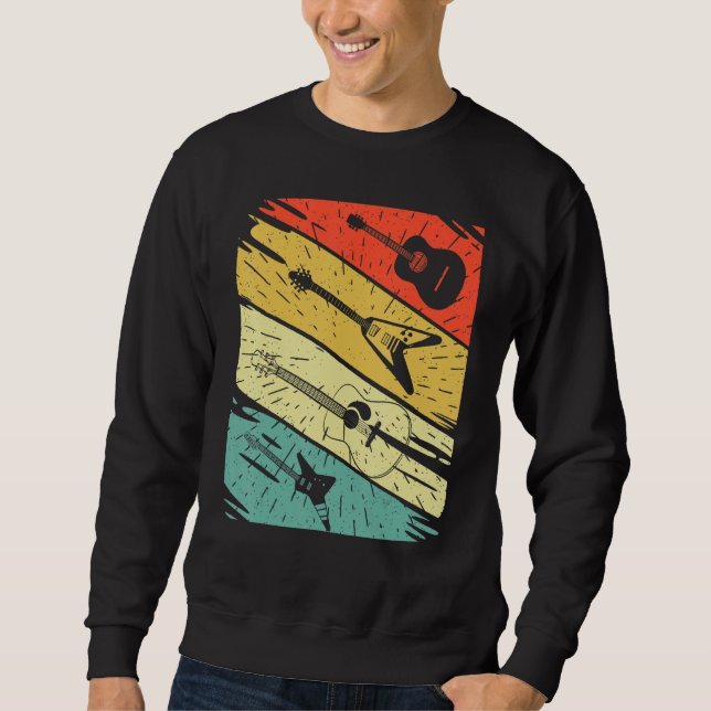 Sweatshirt Retro Vintage Sunset Electric Guitar Classic Music (Devant)