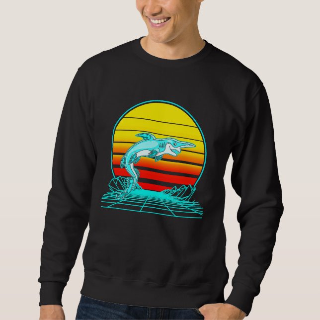 Sweatshirt Retro Vintage Sunset Goblin Shark (Devant)