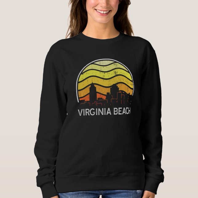 Sweatshirt Retro Virginia Virginia Beach Visitors Skyline Vin (Devant)