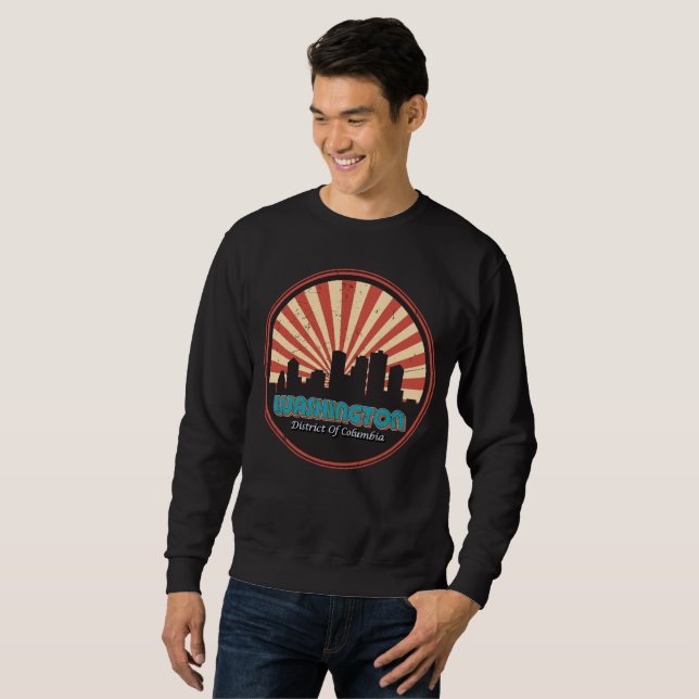 Sweatshirt Retro Washington DC State Skyline Souvenir Vintage (Devant entier)